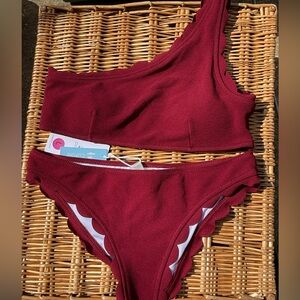 Cupshe Burgundy One-Shoulder Bikini
